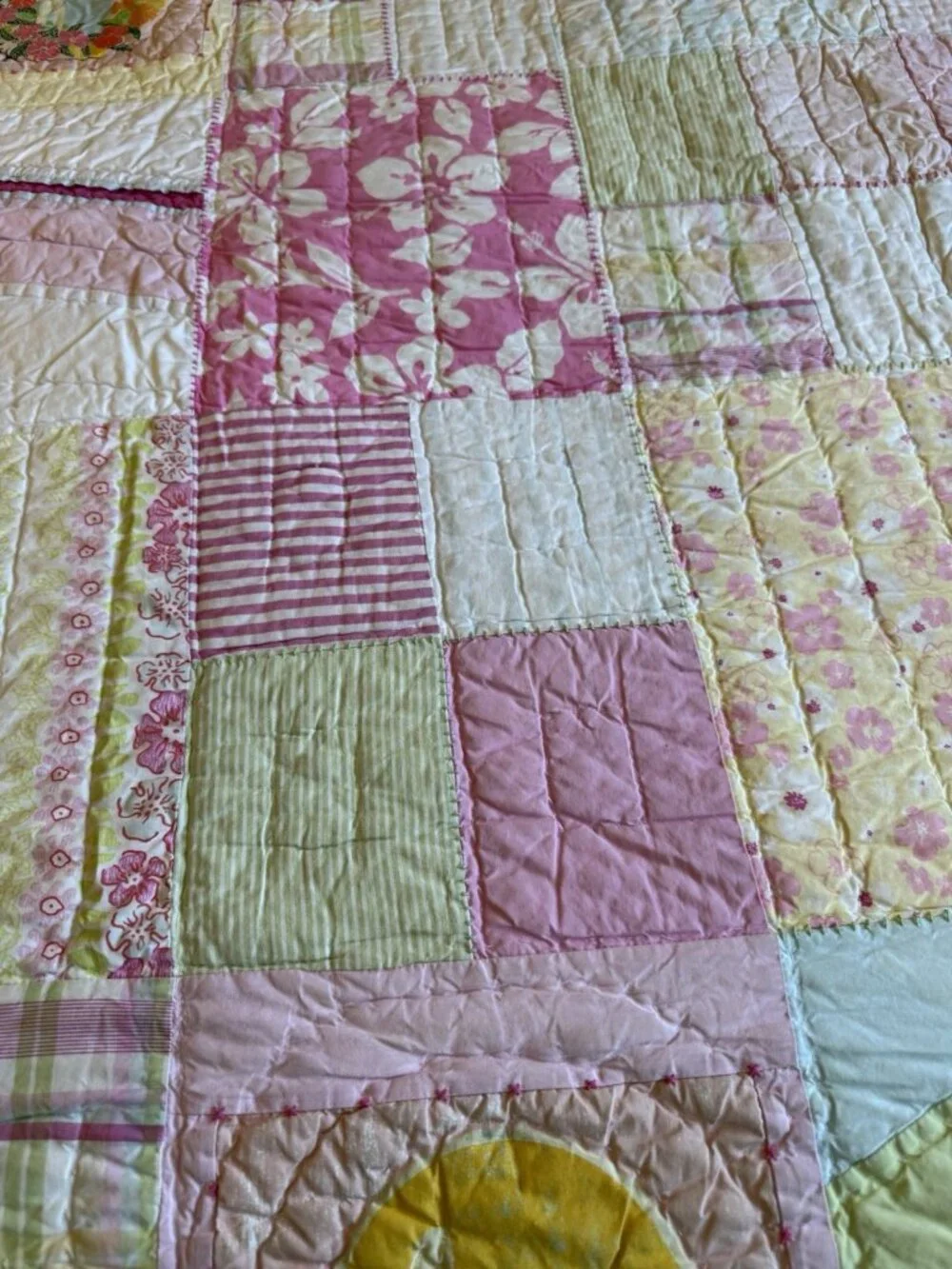 Pottery Barn Kids Pink Twin Size Quilt Surfside Beach Club pattern HTF